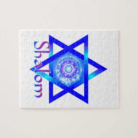 Shalom und blauer Davidsstern Puzzle (Horizontal)