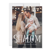 Shalom White Letters Overlay Foto Hanukkah