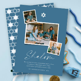 Shalom White Star von David 3 Foto Simple Hanukkah Feiertagskarte