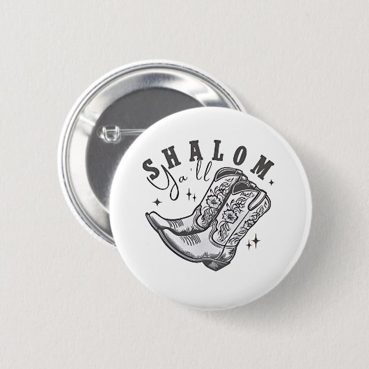 Shalom Y'all Cowboy Jewish Hanukkah West Button (Vorne & Hinten)
