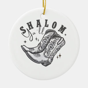 Shalom Y'all Cowboy Jewish Hanukkah West Keramik Ornament