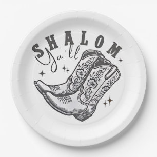 Shalom Y'all Cowboy Jewish Hanukkah West Pappteller