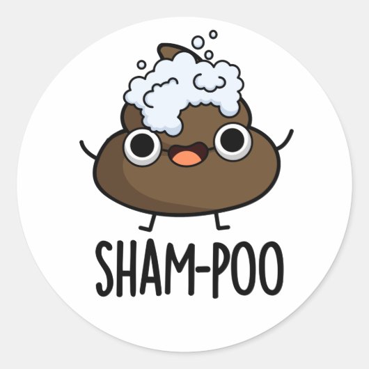 Sham-poo Funny Gekackt mit Shampoo Blasen Pub Runder Aufkleber (Vorderseite)
