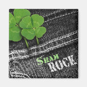 Sham Rock. Black Denim St. Patrick's Day Magnet (Vorne)
