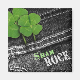 Sham Rock. Black Denim St. Patrick's Day Magnet