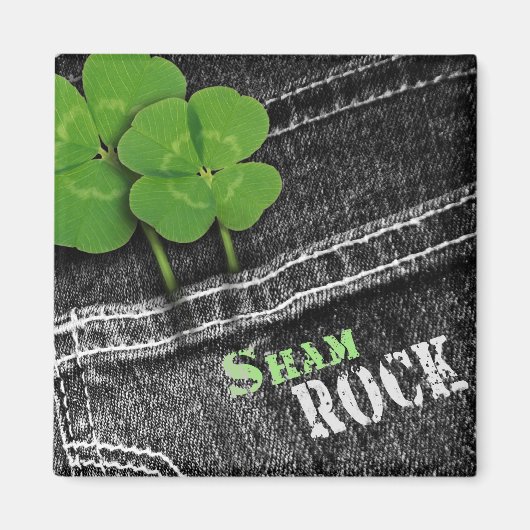 Sham Rock. Black Denim St. Patrick's Day Magnet (Vorne)