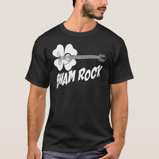 Sham Rock St Patricks Day Funny Kleeblatt Guitar T-Shirt (Vorderseite)