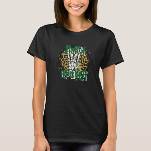 Sham Rocker Skeleton Hand Leopard Funny St. Patric T-Shirt (Vorderseite)