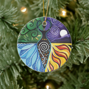 Shaman Drum Goddess of Elements Pagan Witchy  Keramik Ornament