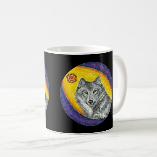 Shaman-heilender Wolf Kaffeetasse (VorderseiteRechts)