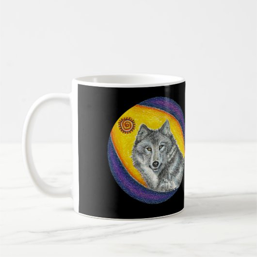Shaman-heilender Wolf Kaffeetasse (Links)