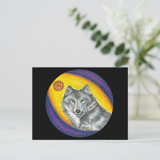 Shaman-heilender Wolf Postkarte (Stehend Vorderseite)