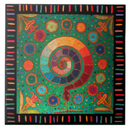 Shaman Huichol Celestial Serpent Fliese