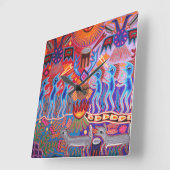 Shaman Hunter Sun Ritual Huichol Quadratische Wanduhr (Winkel)