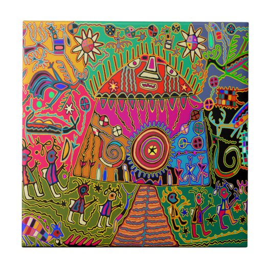 Shaman Peyote Dreams Keramik Tile Fliese (Vorderseite)