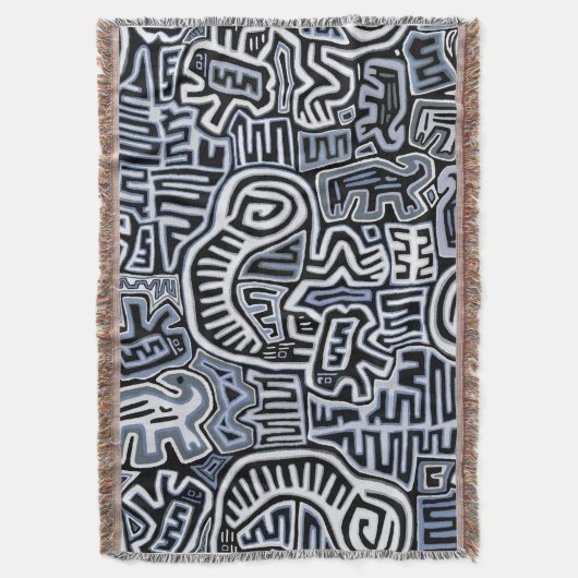 Shaman Peyote Ritual Mola Decke (Vorderseite Vertikal)