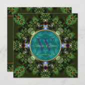 Shaman Spirit Nature Green Monogram Verlobung Einladung (Vorne/Hinten)