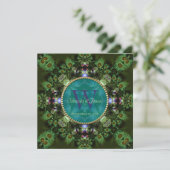 Shaman Spirit Nature Green Monogram Verlobung Einladung (Stehend Vorderseite)