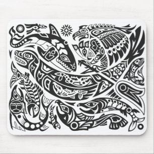 Shaman, Whale & Thunderbird Haida art Mousepad