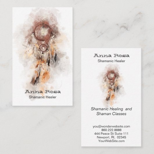 *~* Shamanic Dream Catcher Tribal Shaman Heilig Visitenkarte (Vorne/Hinten)