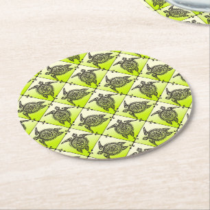 Shamanic Meeresschildkröte-Muster - Grün Runder Pappuntersetzer