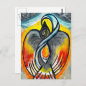 Shamanic Raven Fire Postkarte (Vorne/Hinten)