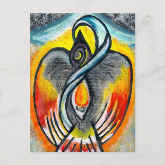 Shamanic Raven Fire Postkarte (Vorderseite)
