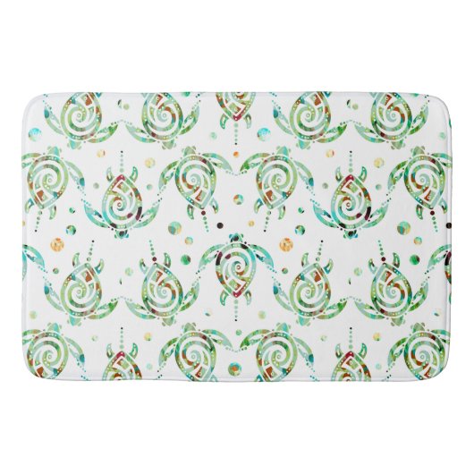 Shamanic Sea Turtle nahtloses Muster + Ihr Rücken. Badematte (Vorderseite)