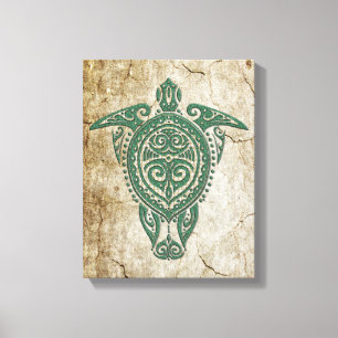 Shamanic Sea Turtle Symbol + Ihre Ideen Leinwanddruck