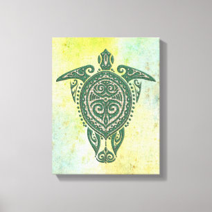 Shamanic Sea Turtle Symbol + Ihre Ideen Leinwanddruck