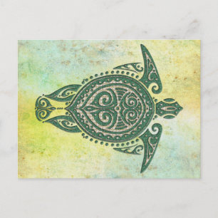 Shamanic Sea Turtle Symbol + Ihre Ideen Postkarte