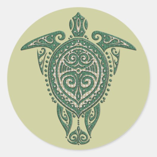 Shamanic Sea Turtle Symbol + Ihre Ideen Runder Aufkleber (Vorderseite)