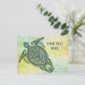 Shamanic Sea Turtle Symbol + Ihre Ideen & Texte Postkarte (Stehend Vorderseite)