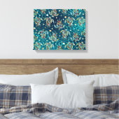 Shamanic Sea Turtles Muster + Ihr Backgr Bild. Leinwanddruck (Insitu (Schlafzimmer))