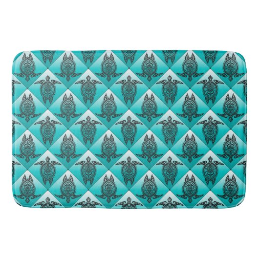 Shamanic Sea Turtles Pattern - cyan Badematte (Vorderseite)