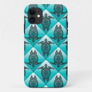 Shamanic Sea Turtles Pattern - cyan Case-Mate iPhone Hülle