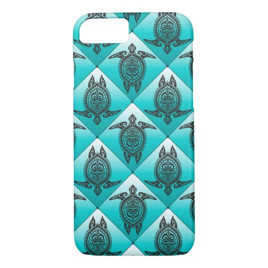 Shamanic Sea Turtles Pattern - cyan Case-Mate iPhone Hülle (Rückseite)