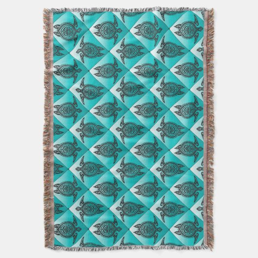 Shamanic Sea Turtles Pattern - cyan Decke (Vorderseite Vertikal)