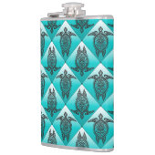 Shamanic Sea Turtles Pattern - cyan Flachmann (Links)