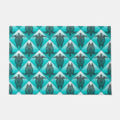 Shamanic Sea Turtles Pattern - cyan Fußmatte (Vorderseite)