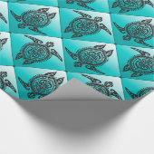 Shamanic Sea Turtles Pattern - cyan Geschenkpapier (Ecke)