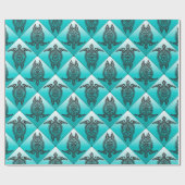 Shamanic Sea Turtles Pattern - cyan Geschenkpapier (Flach)