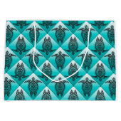 Shamanic Sea Turtles Pattern - cyan Große Geschenktüte (Vorderseite)