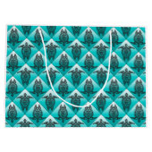 Shamanic Sea Turtles Pattern - cyan Große Geschenktüte (Rückseite)