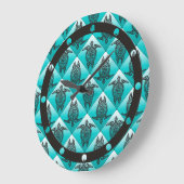 Shamanic Sea Turtles Pattern - cyan Große Wanduhr (Winkel)
