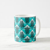 Shamanic Sea Turtles Pattern - cyan Kaffeetasse (VorderseiteRechts)