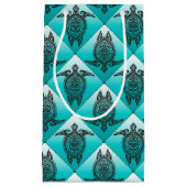 Shamanic Sea Turtles Pattern - cyan Kleine Geschenktüte (Vorderseite)