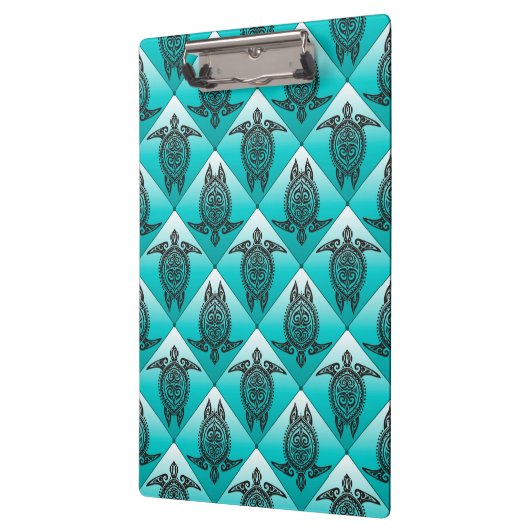 Shamanic Sea Turtles Pattern - cyan Klemmbrett (Links)