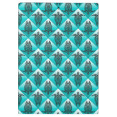 Shamanic Sea Turtles Pattern - cyan Klemmbrett (Rückseite)