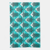 Shamanic Sea Turtles Pattern - cyan Küchentuch (Vertikal)